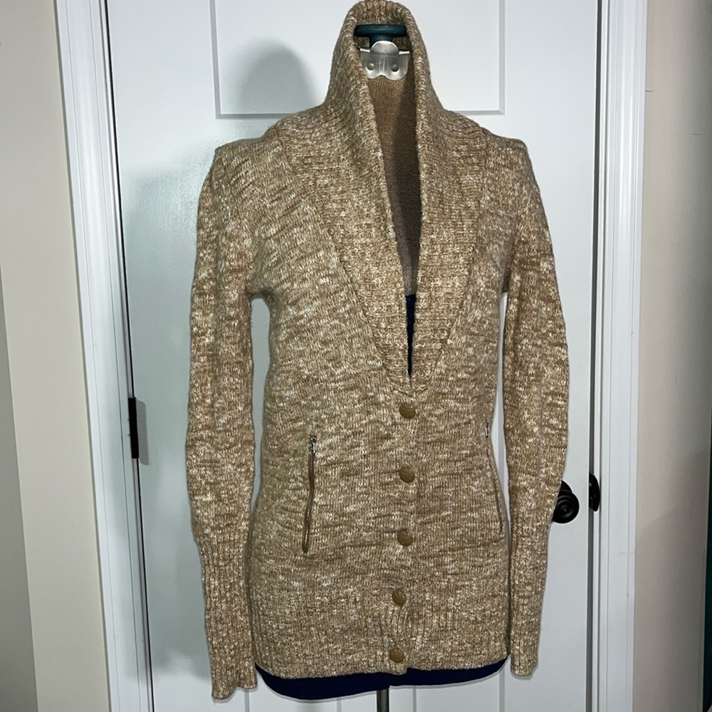 J.Crew Women’s Merino Wool Blend Deep V Placket Half-Button Tunic Sweater Size S